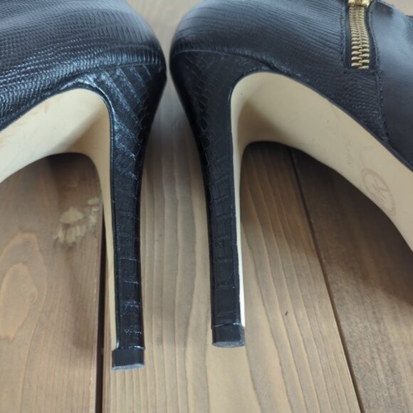 Michael Kors Black Leather Stiletto Heel Ankle Boots - Picture 7 of 11